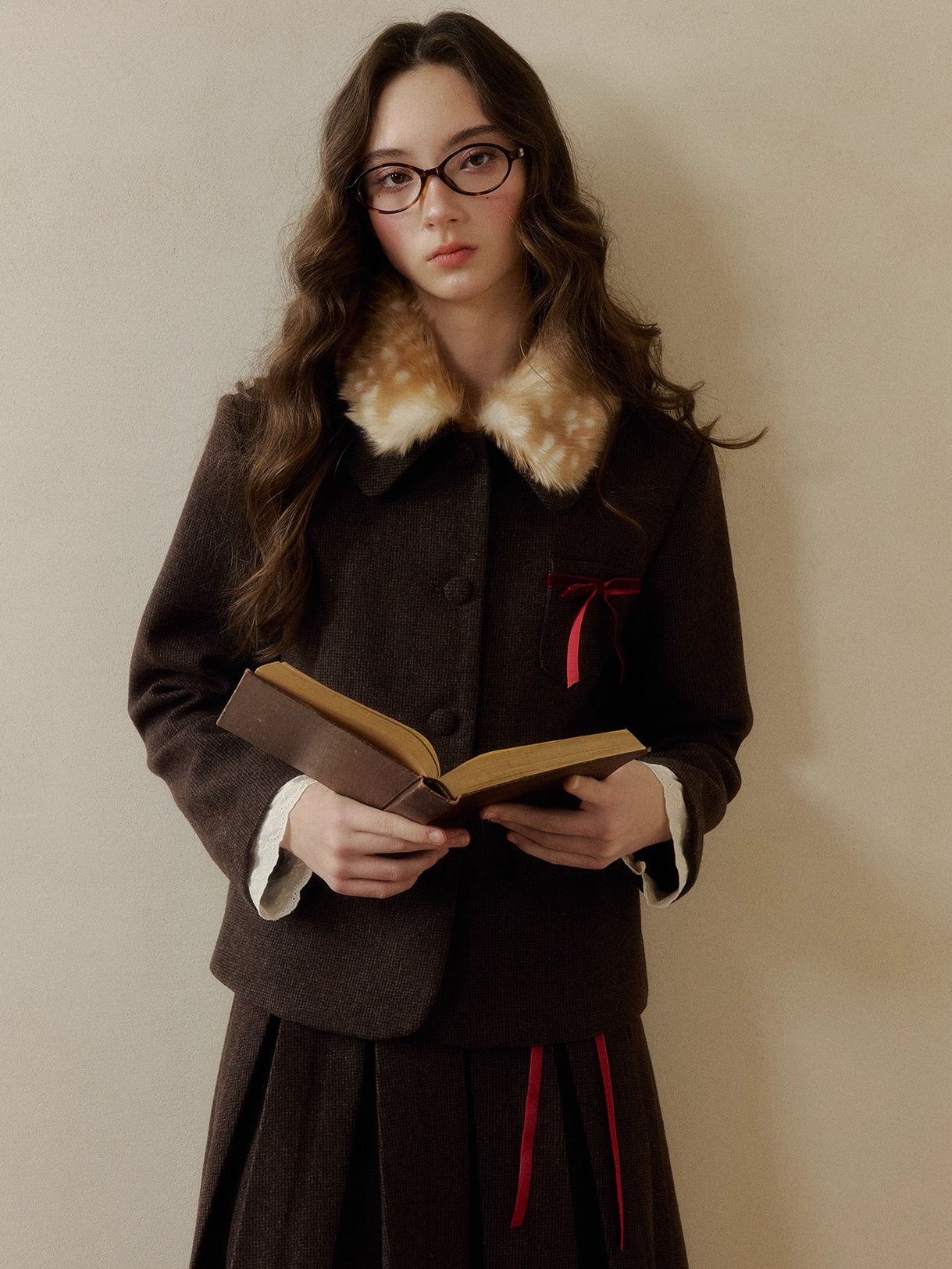 Vintage Wool Coat & Pleated Skirt Set