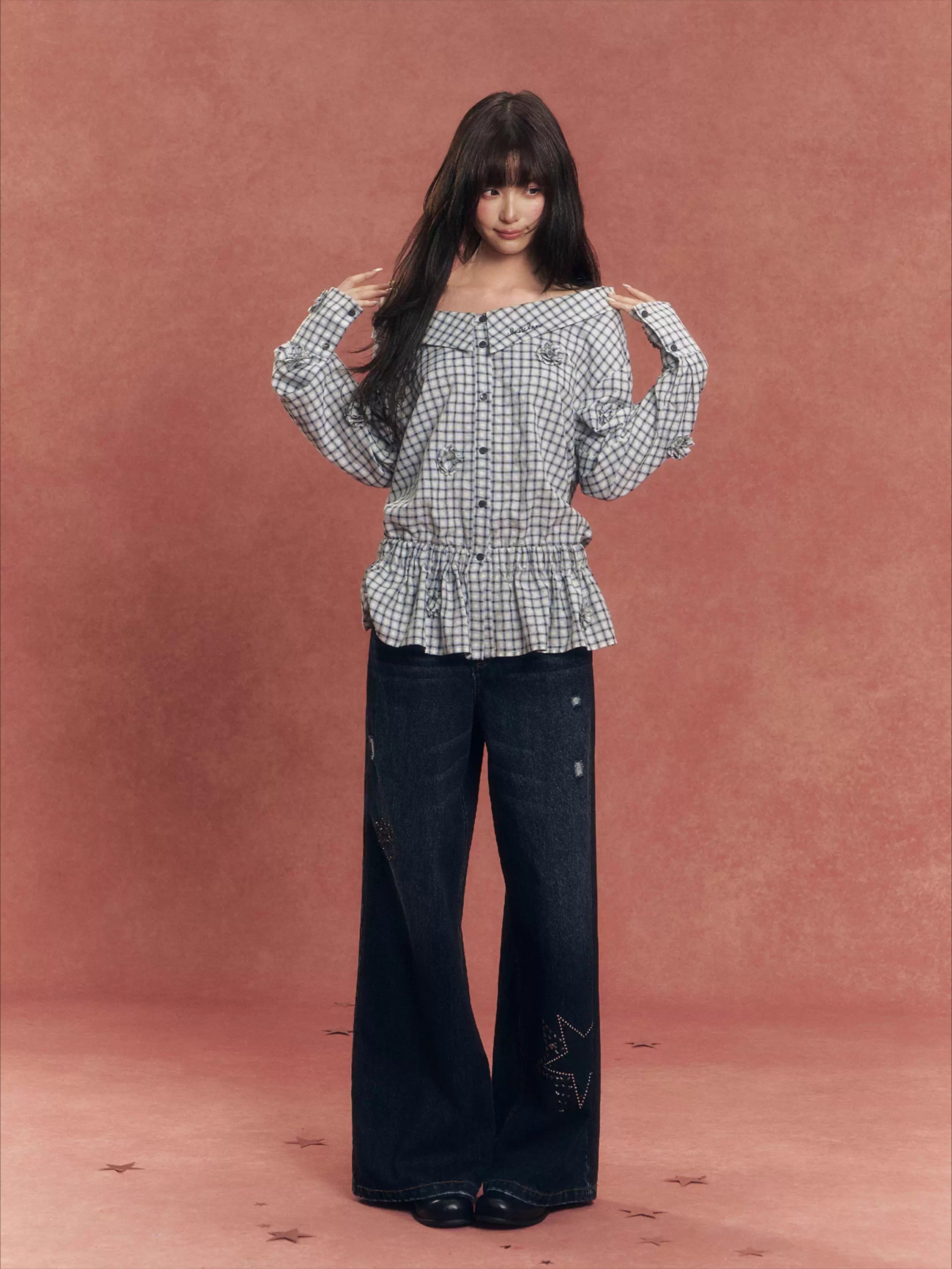 One-Shoulder Convertible Waist-Cinched Shirt