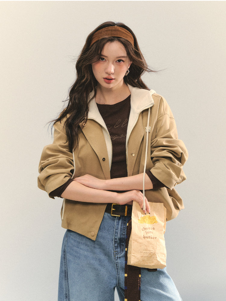 Two-piece Spliced Color-block Hooded Jacket - CHINASQUAD