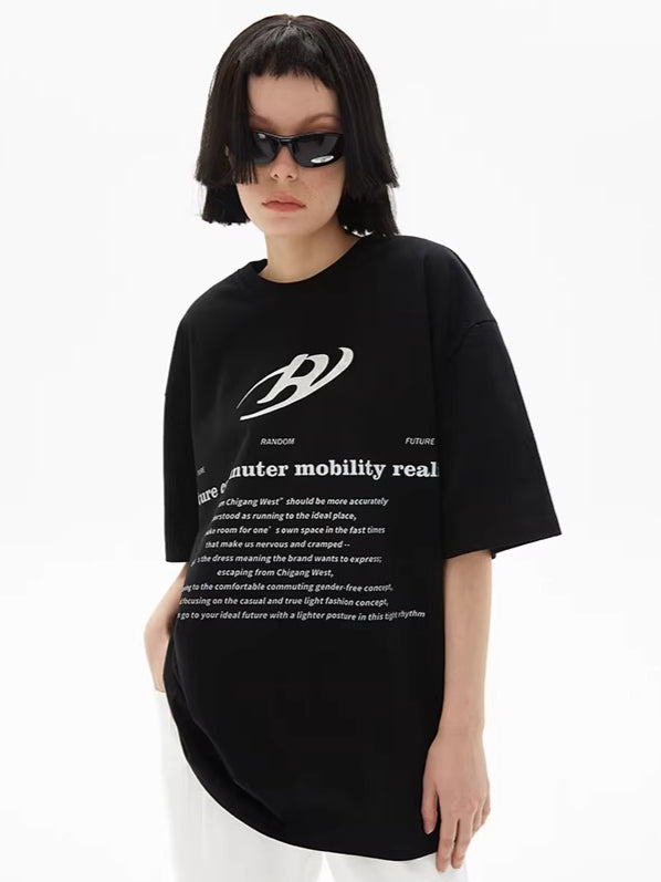 Futuristic Reflective Logo Oversized T-Shirt