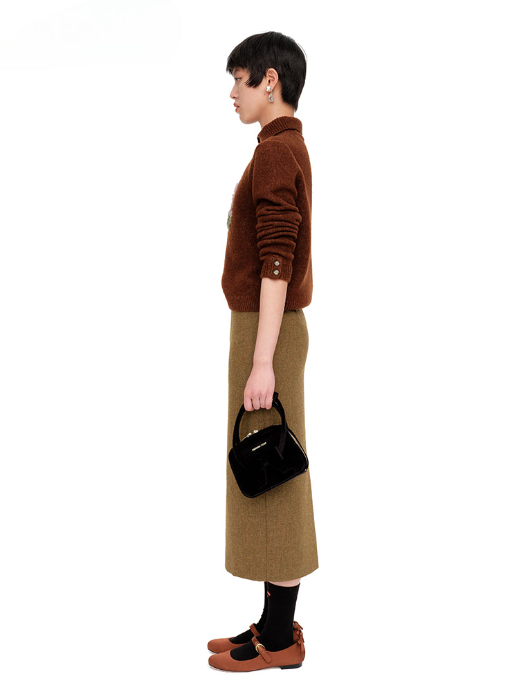 Gray & Brown Embroidered Knit Turtlenecks - CHINASQUAD