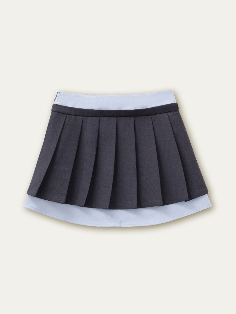 Blue Faux Two-Piece Long Sleeve Shirt - CHINASQUAD