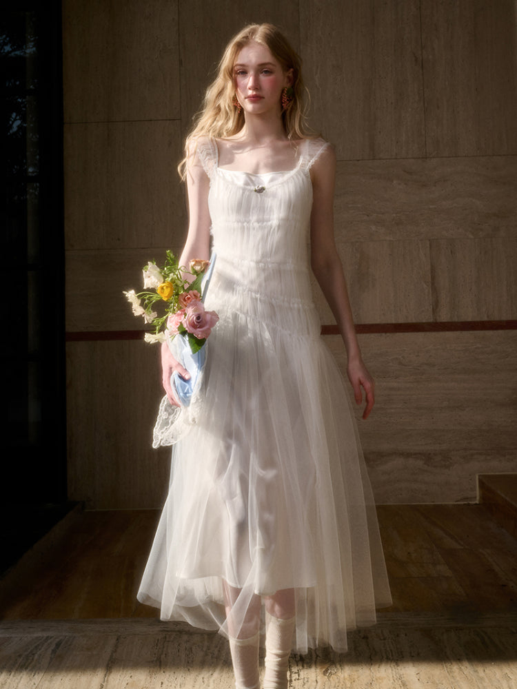 100% Soft Fluffy Tulle Long Dress - CHINASQUAD