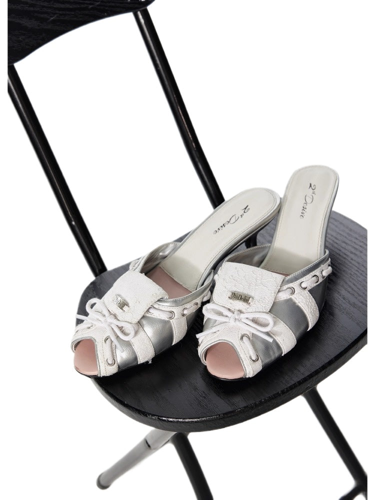 Lace Contrast Kitten Heel Sandals - CHINASQUAD