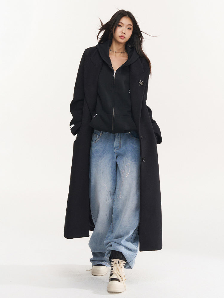 Black Wool Overcoat - CHINASQUAD