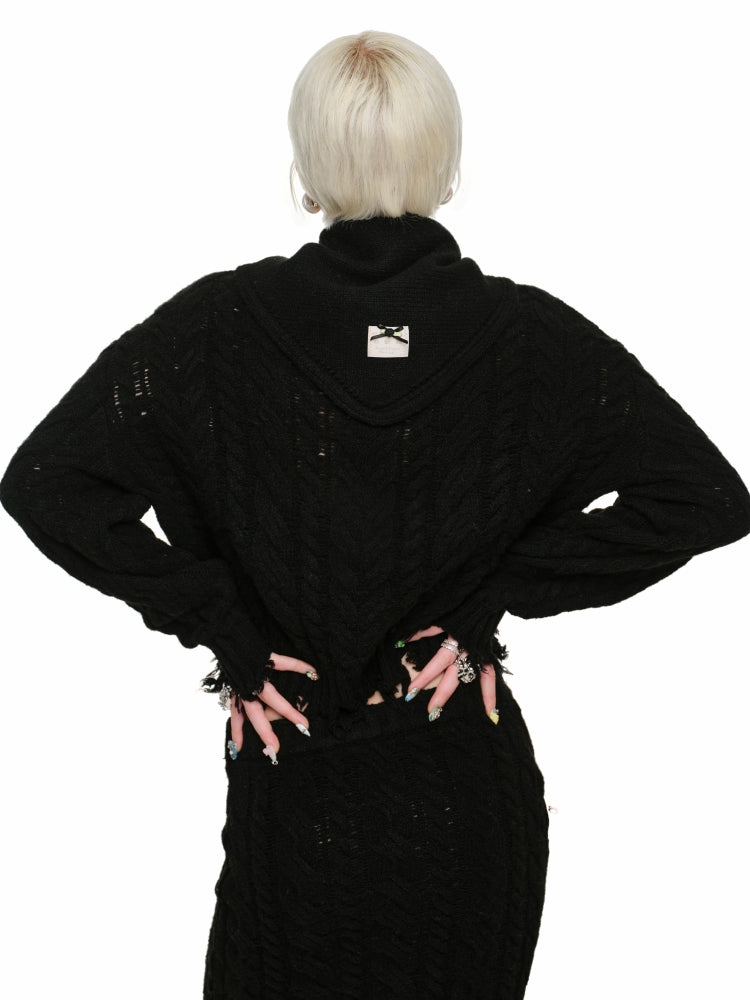 Cable Knit Cardigan & Skirt Set - CHINASQUAD