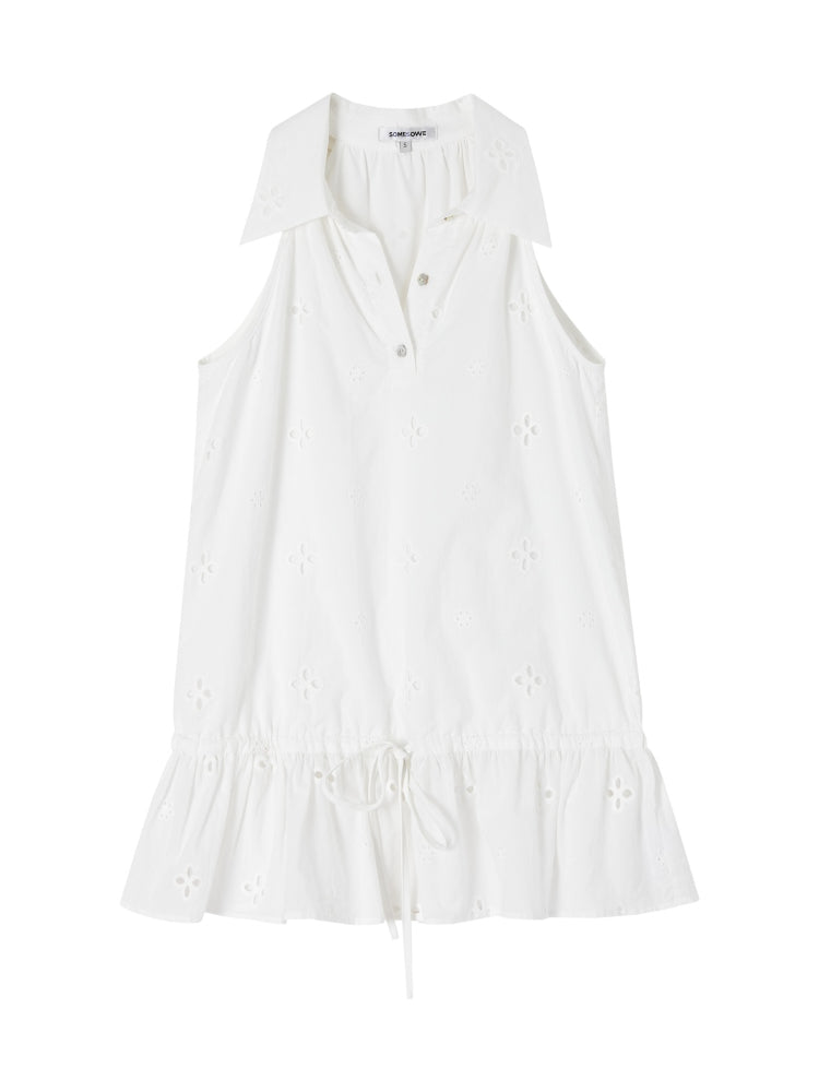 French-Style Printed Sleeveless Halter Tie-Up Top - CHINASQUAD