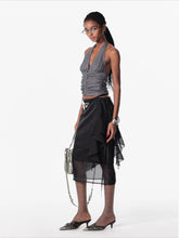 Layered Mesh Tie-Up Midi Skirt - CHINASQUAD