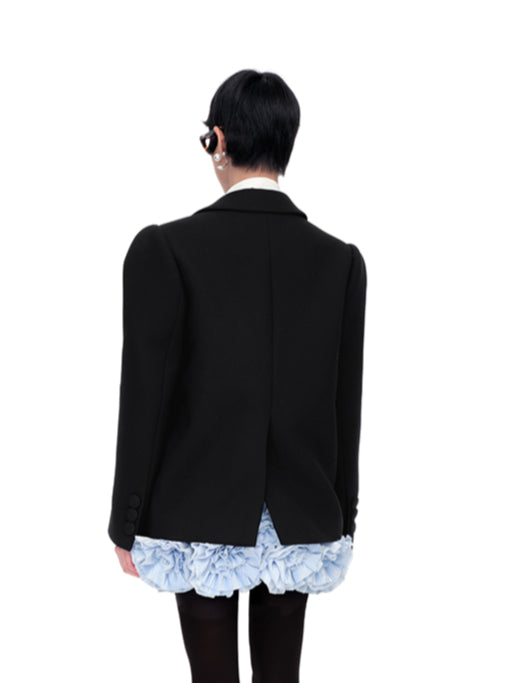 Wool Lapelled Structured Blazer - CHINASQUAD