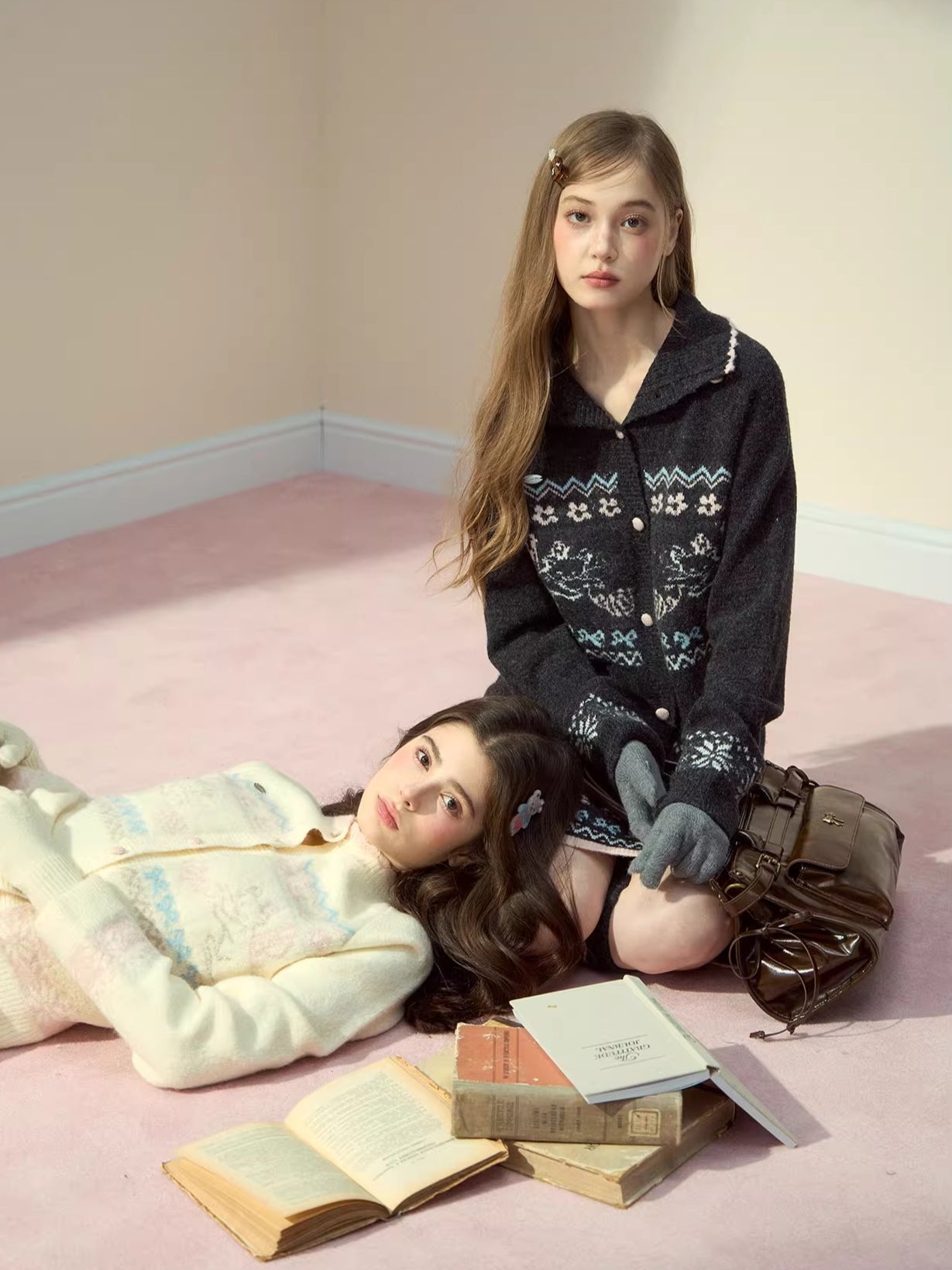 Fair Isle Cat Motif Knit Set - CHINASQUAD