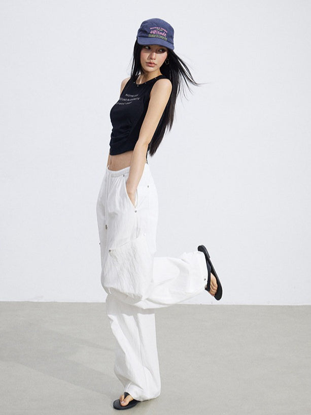 Logo Cinched Waist Sleeveless Tank Top