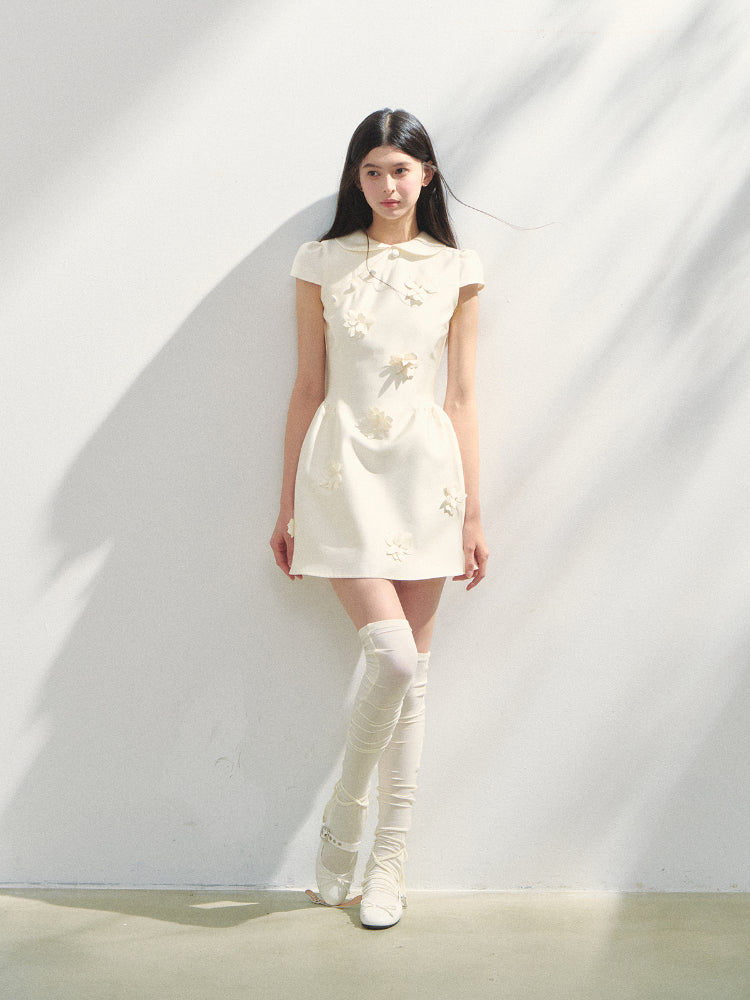 Doll-Collar Puffy Dress - CHINASQUAD