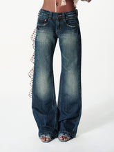 Distressed Washed Contrast Low-Waist Jeans - CHINASQUAD