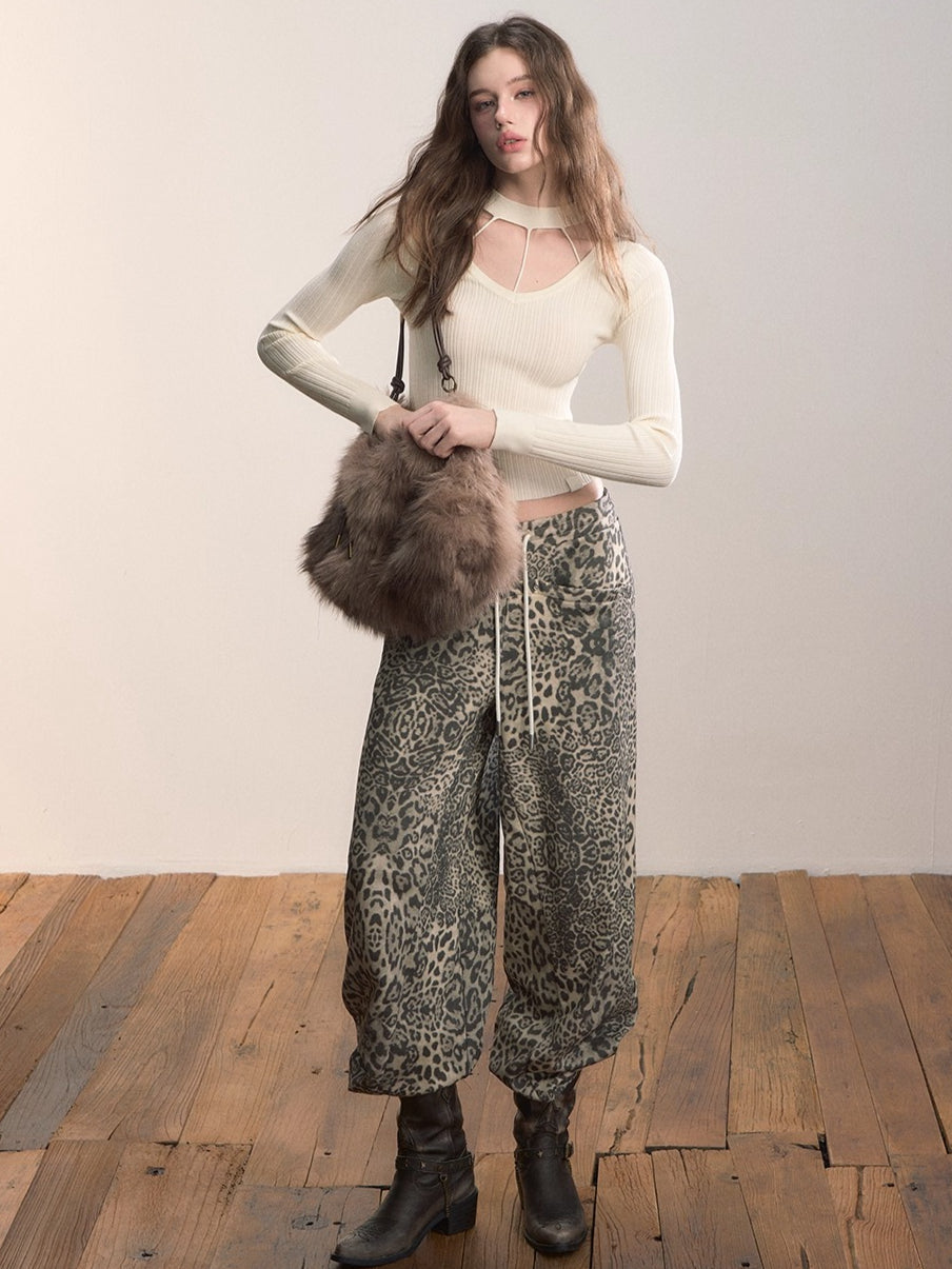 Contrast Waistband Straight-Leg Cotton Sweatpants