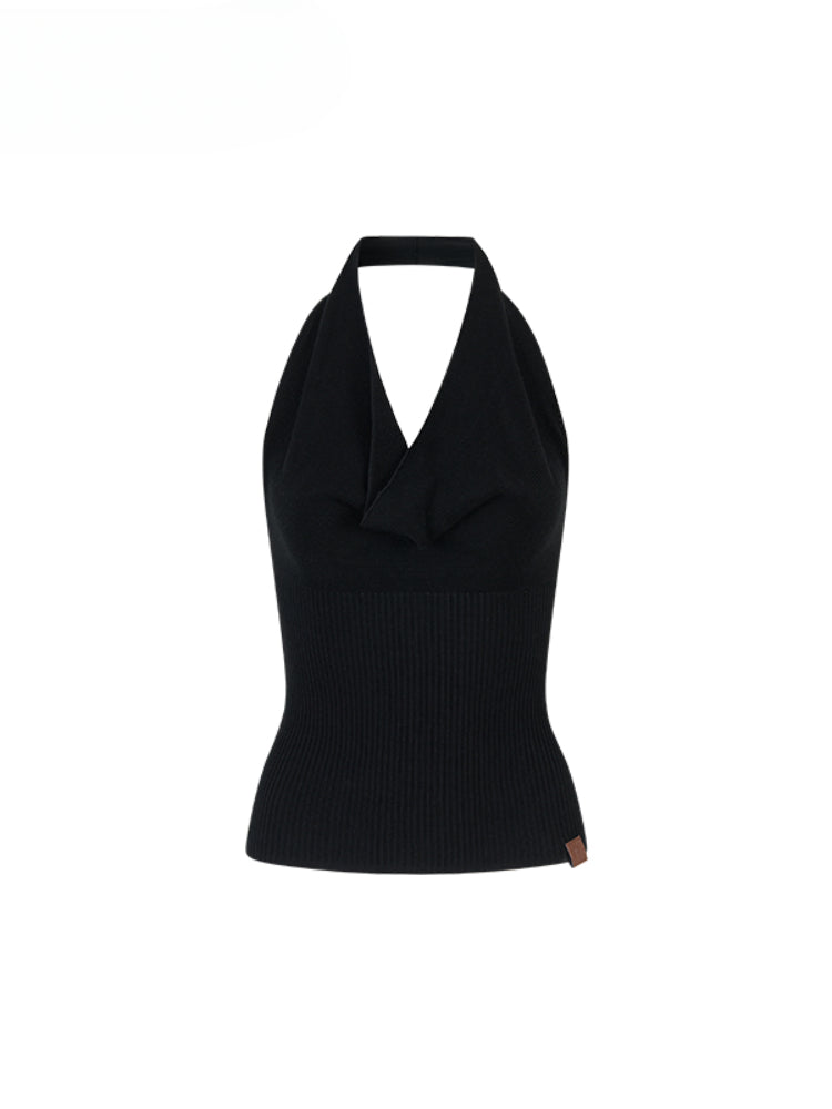 Heavy-duty Knitted Draped Neck Tank Top Set - CHINASQUAD