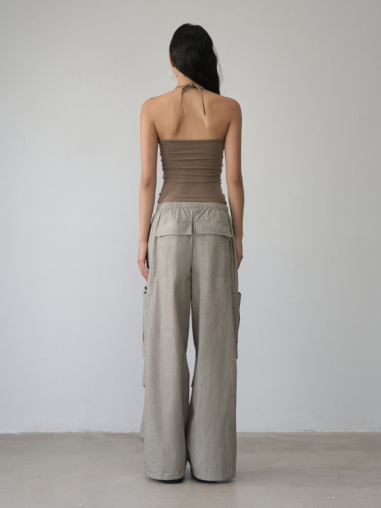 Gray 3D Pockets Wide-leg Pants - CHINASQUAD