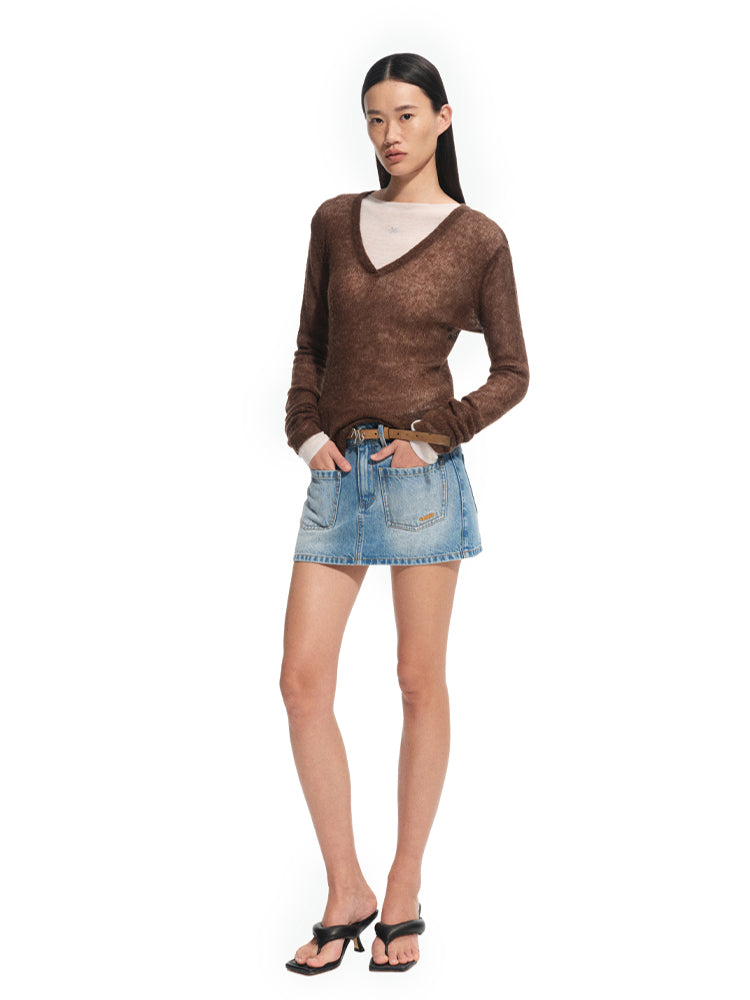 Alpaca Irregular Thin Long-sleeve Blouse - CHINASQUAD