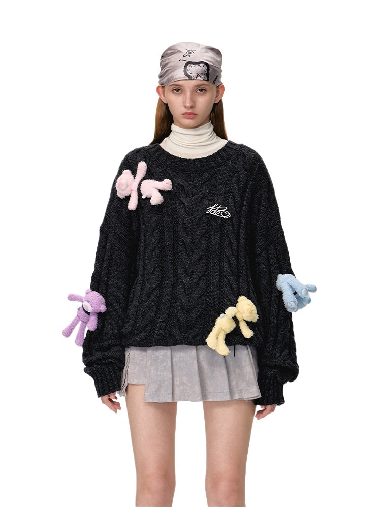 Rainbow Bear Weave Crewneck Sweater - CHINASQUAD