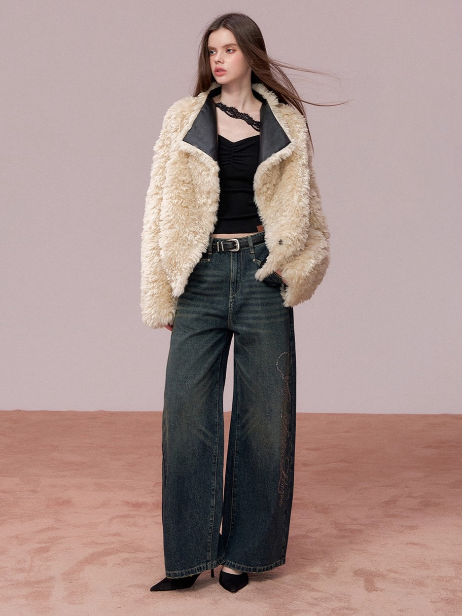 Reversible Faux Fur & PU Leather Jacket