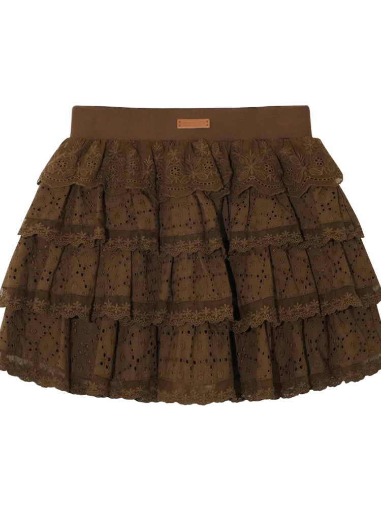 Multi-layer Ruffle Elastic Waist Tiered Skirt - CHINASQUAD