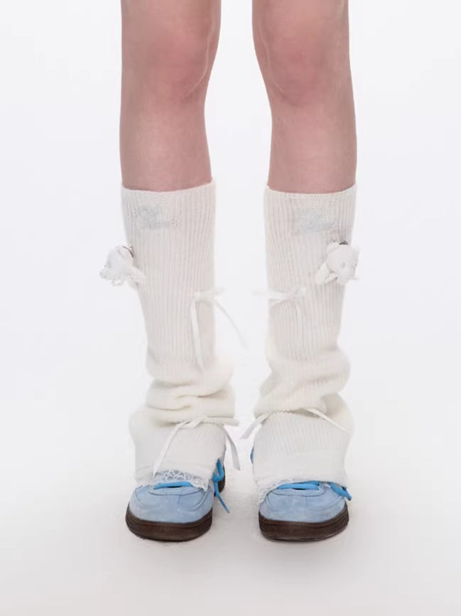 Sweet Lace Teddy Bear Slouchy Leg Warmers