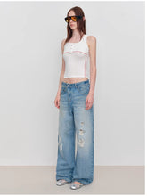 Fake Two-Piece U-Neck Camisole Tank Top - CHINASQUAD