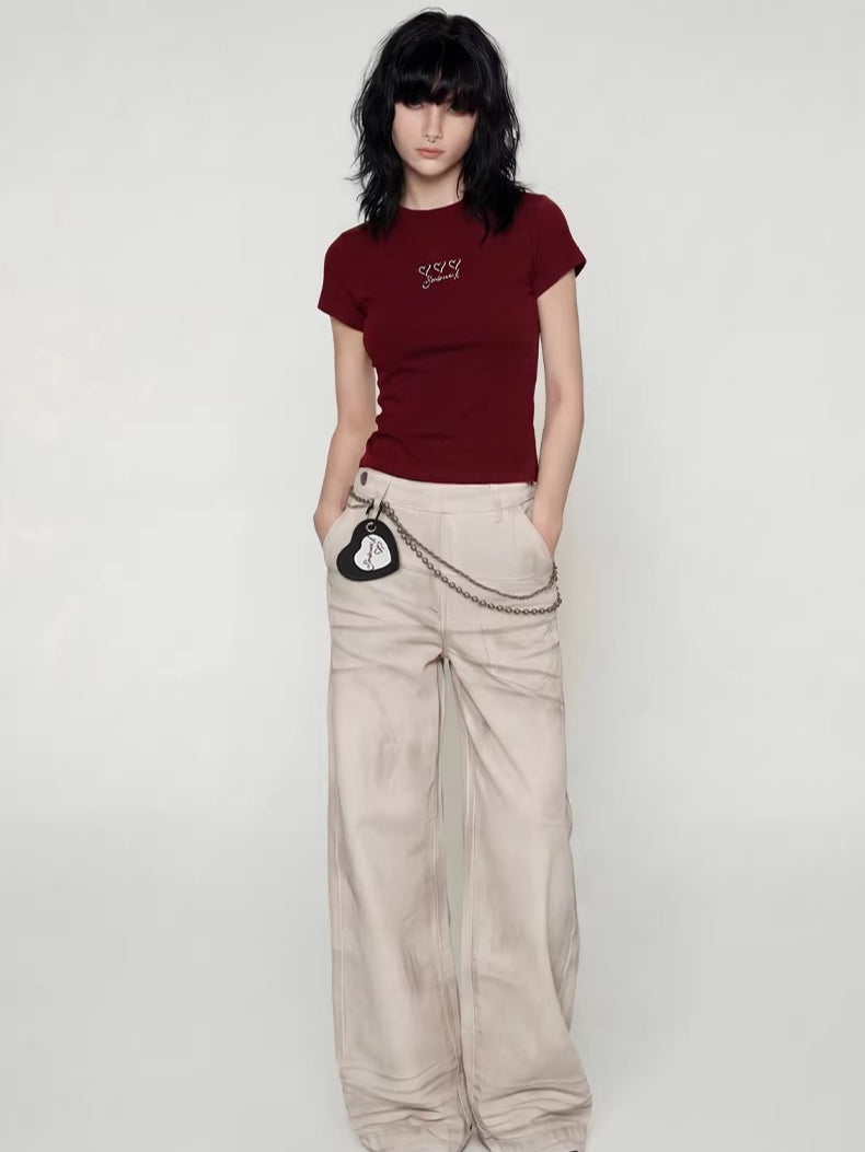 Lipstick Graffiti Cap-Sleeve Slim-Fit T-Shirt