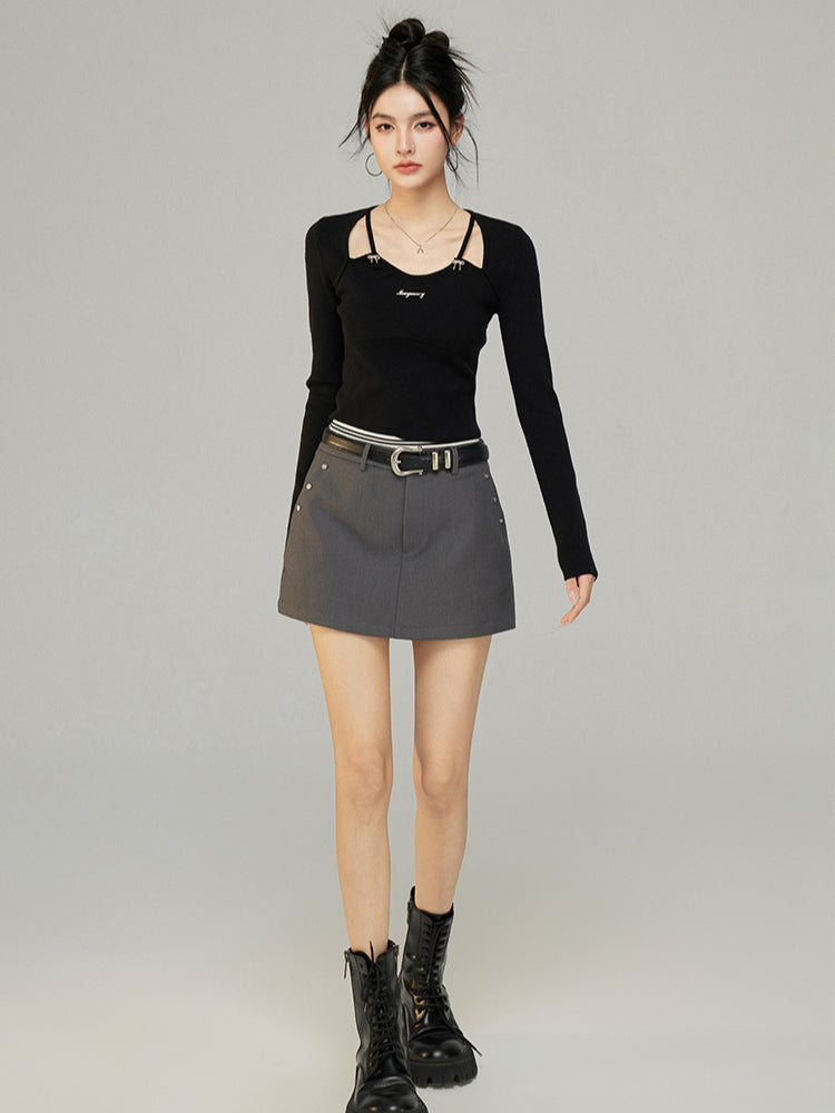 Black & White Butterfly Knot Knit Top - CHINASQUAD