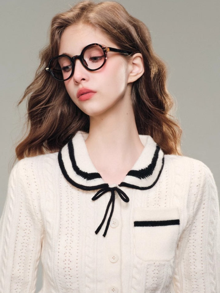 (Final Sale) Sailor Doll Collar Knit Cardigan & Skirt Set - CHINASQUAD