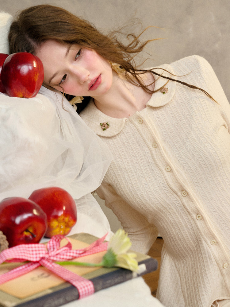 Handcrafted Floral Knit Sweater Blouse - CHINASQUAD