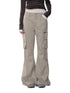 Gray-Green 3D Pockets Cargo Zipper Flare Pants - CHINASQUAD