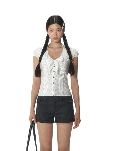 Bow - Accentuated Waist - Slimming Shirt Top - CHINASQUAD