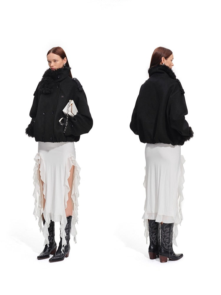 Polar Shearling Collar Wool Jacket