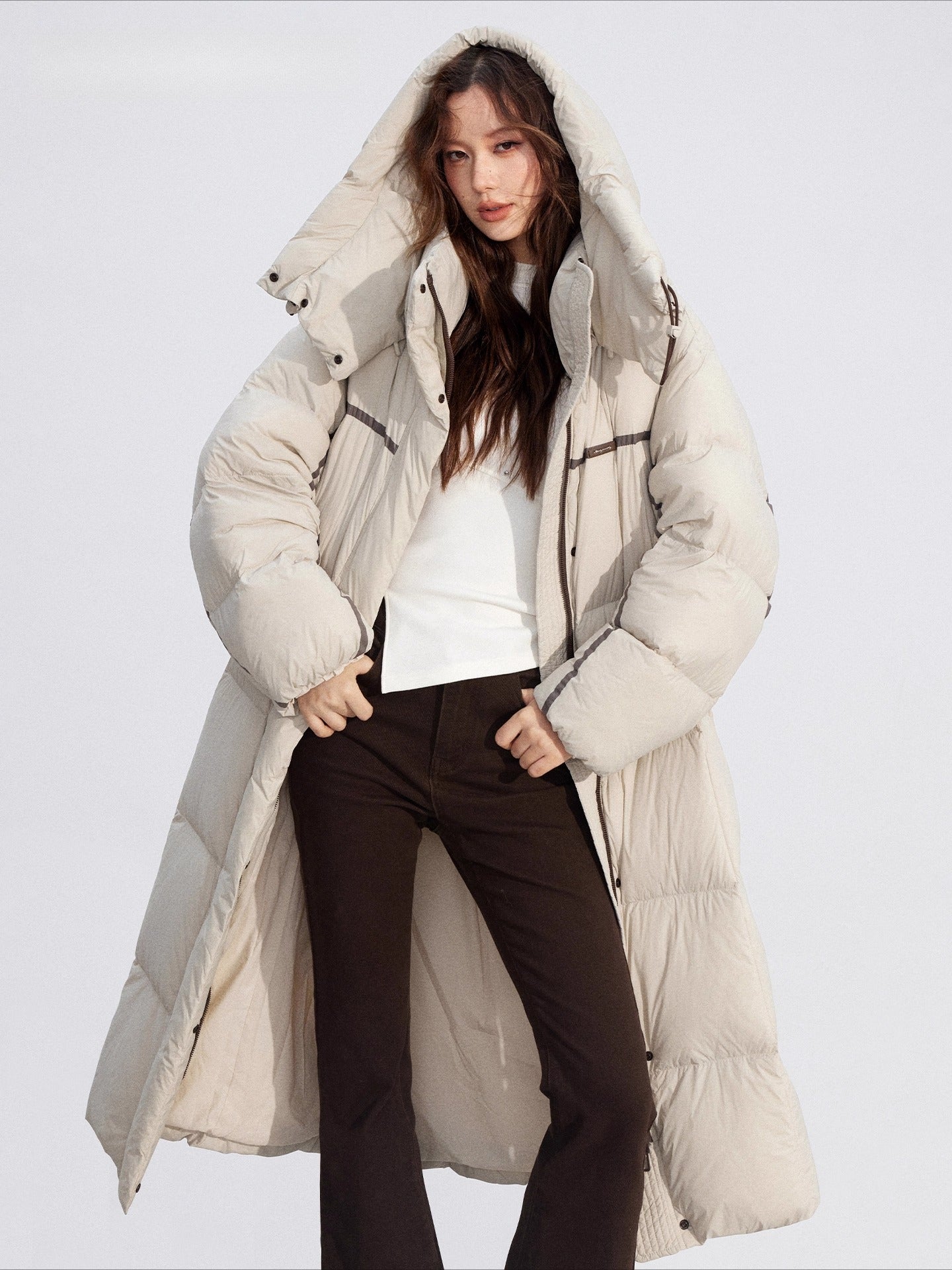 Down Hooded Longline Puffer Coat