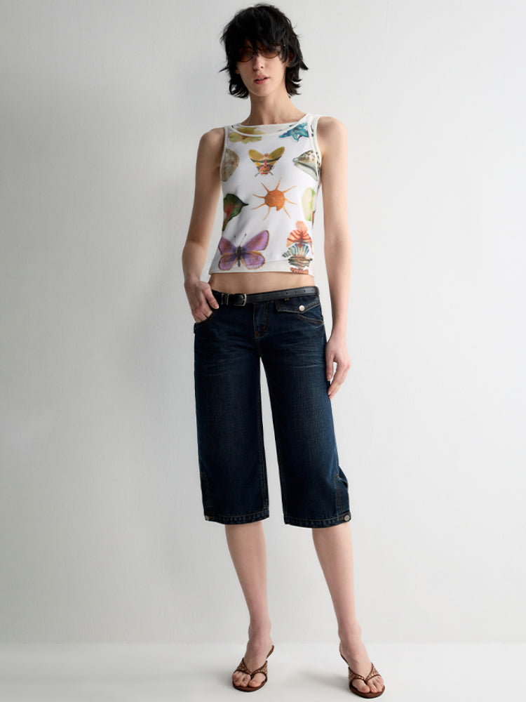 Lyocell Fun Print Short Sleeveless Tank Top