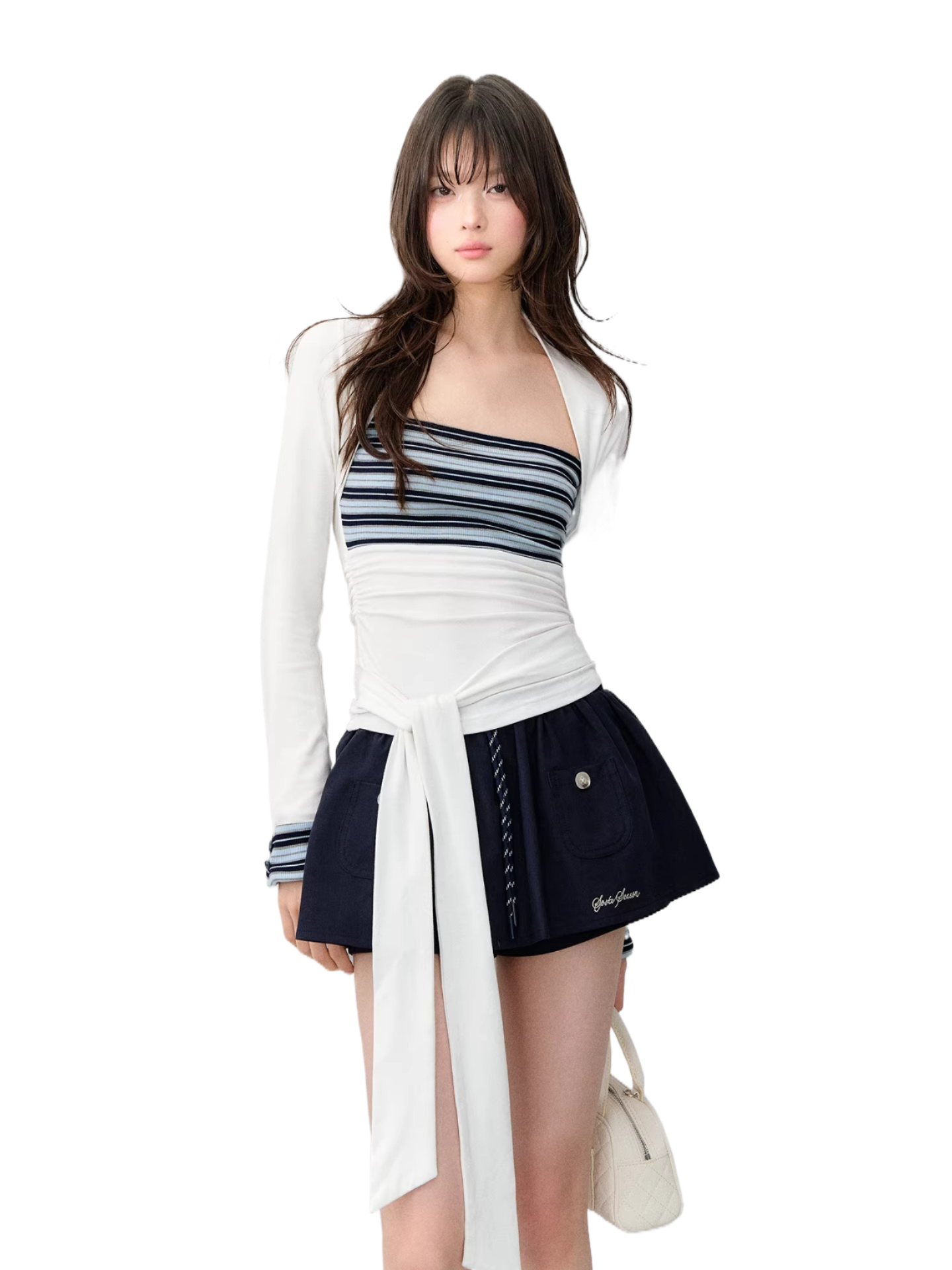 Contrast Stripe Layered Knit Top