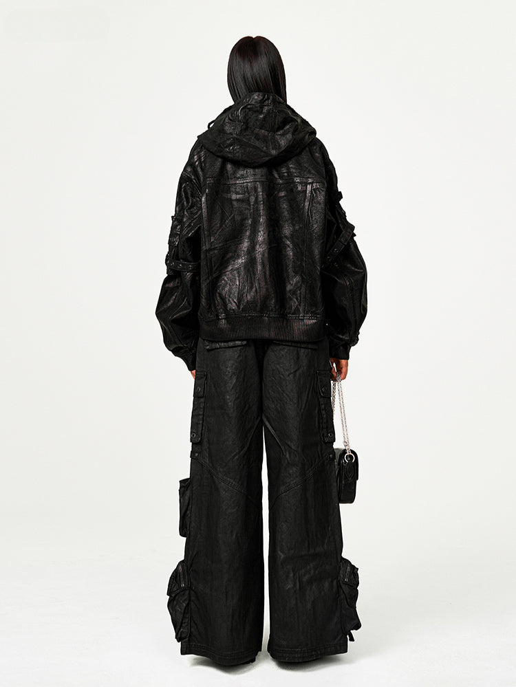 Lightning Waxed Denim Hoodie - CHINASQUAD