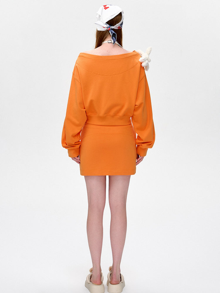 Off-Shoulder Pullover Short Top - CHINASQUAD