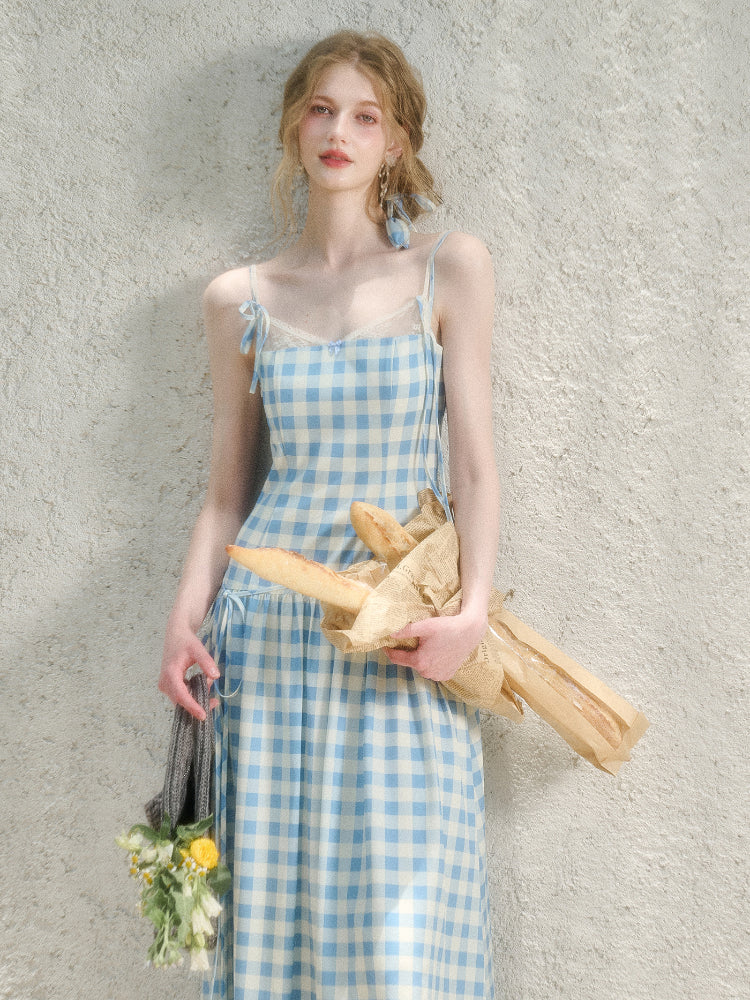 Lace Fake Two-Piece Pleated Patchwork Dress - CHINASQUAD