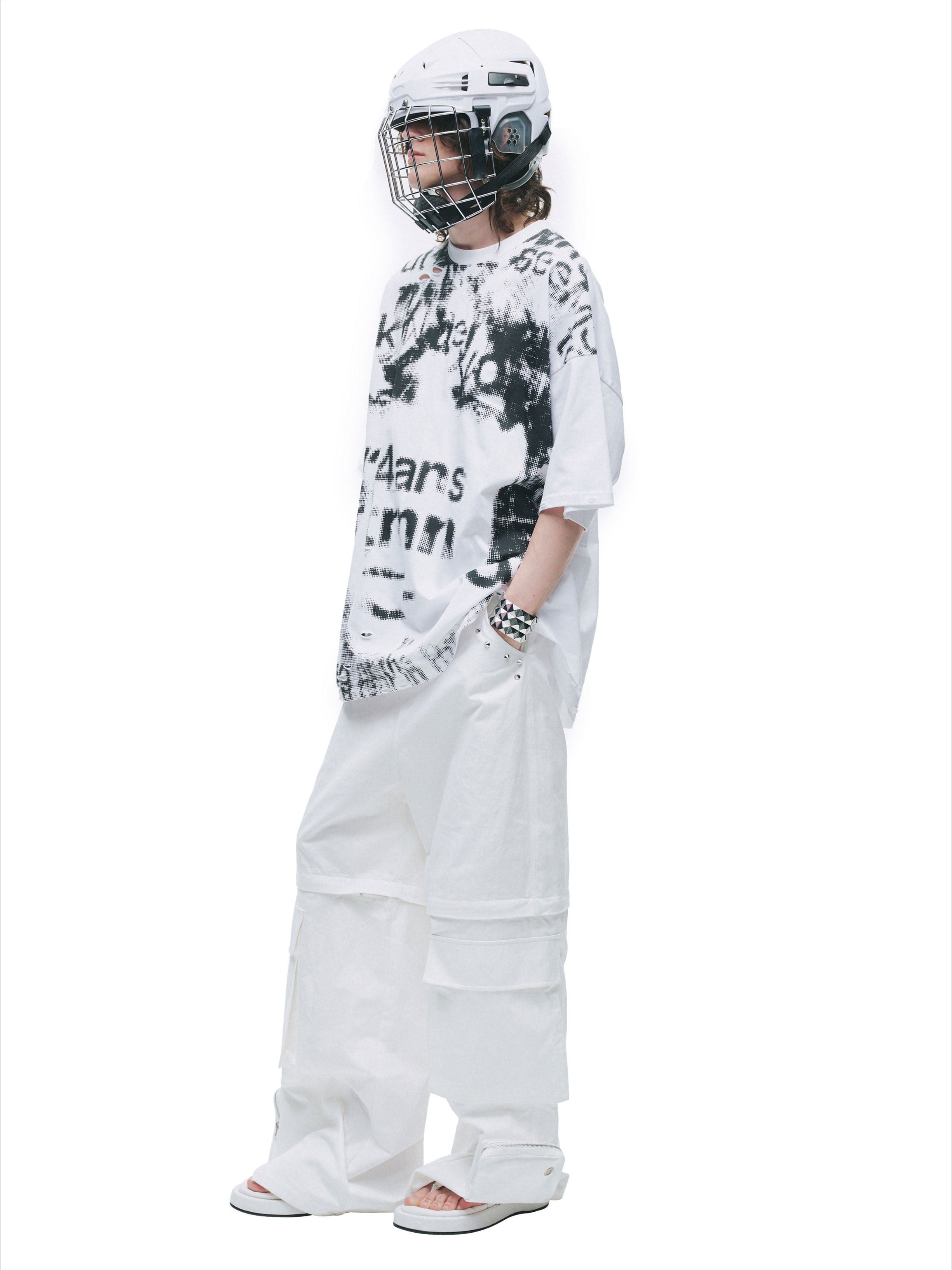 Distressed Laser-Burn Graphic Oversized T-Shirt