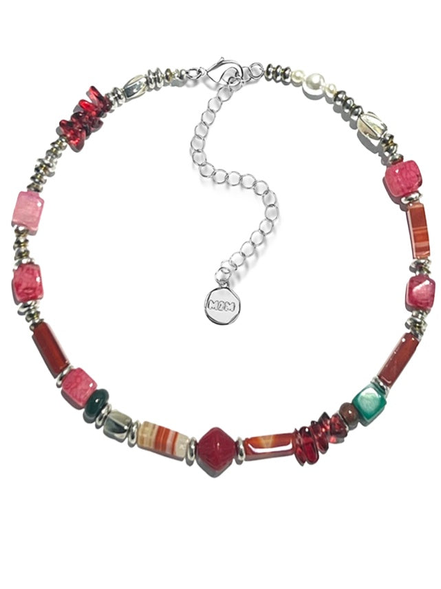 Colored Stone Czech Glass Necklace - CHINASQUAD