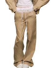 Lace Waist Wide-Leg Straight Pants - CHINASQUAD