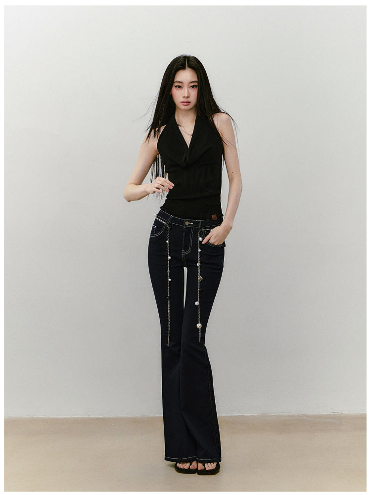 Heavy-duty Knitted Draped Neck Tank Top Set - CHINASQUAD