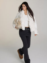 (Final Sale) Fur Collar Two-Way Fuzzy Baseball Jacket - CHINASQUAD