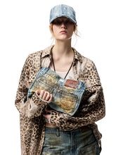 Distressed Printed Denim Tote Bag - CHINASQUAD