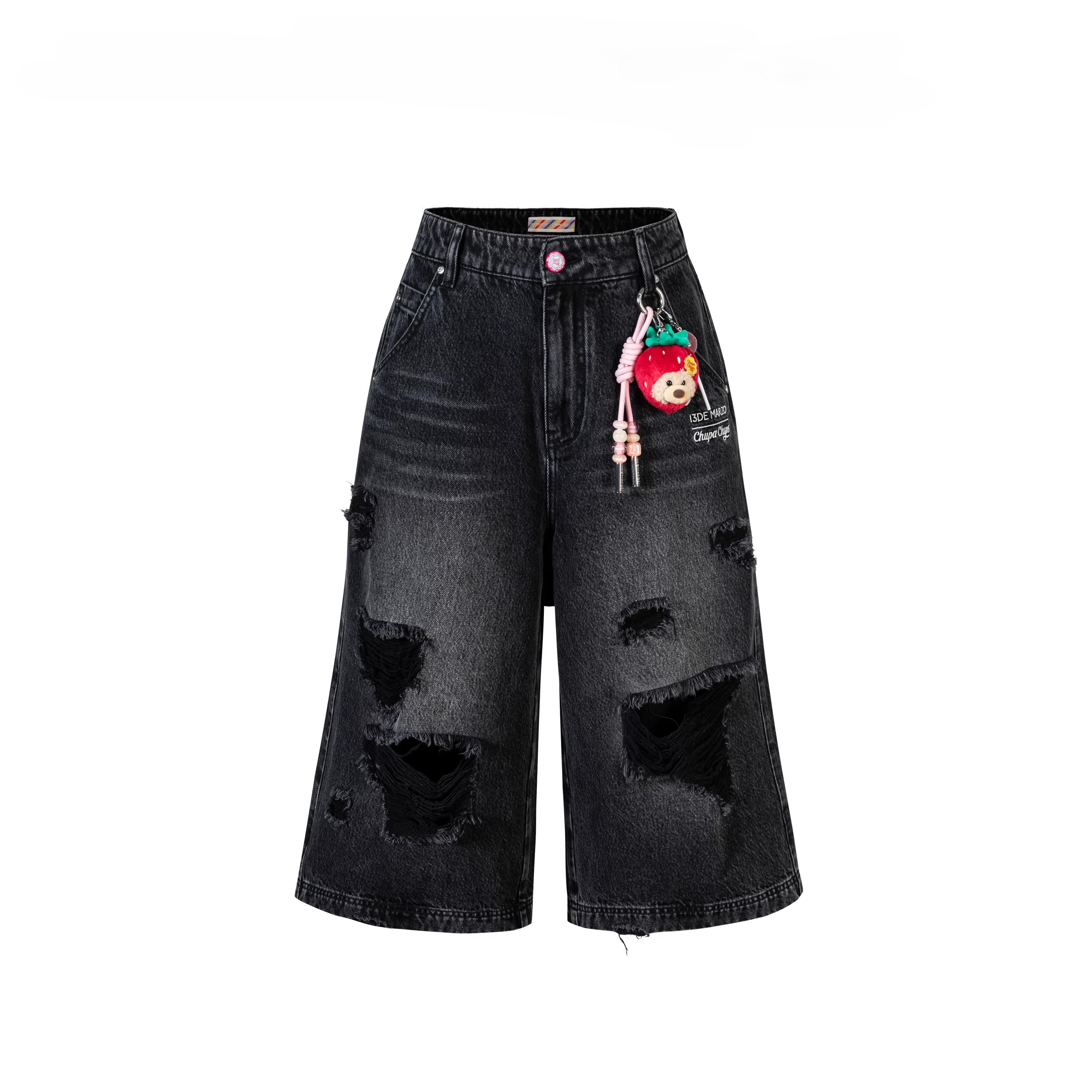 Distressed Cropped Straight-Leg Jeans