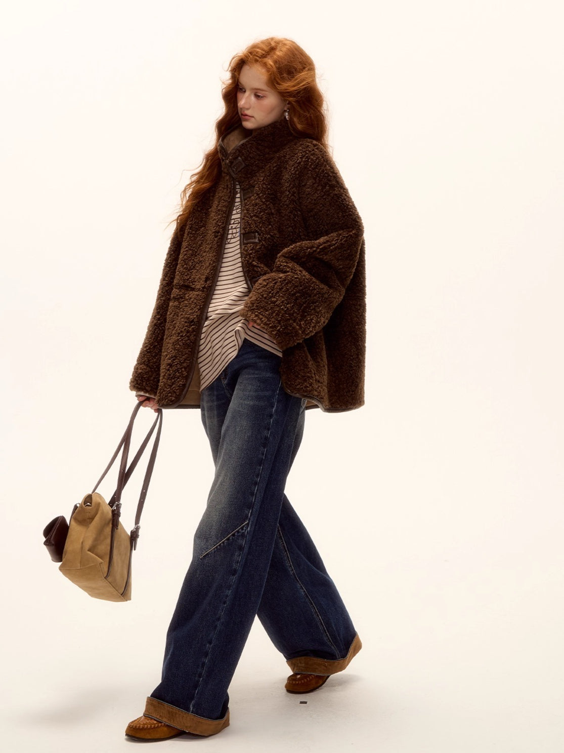 Reversible Faux Suede Shearling Jacket