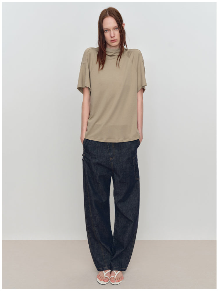Slant One-Shoulder Swing Neck T-Shirt