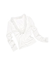 Fur Trimmed Deep V-Neck Slim Fit Knit Top - CHINASQUAD