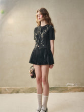 Velvet Floral Pleated Skirt - CHINASQUAD